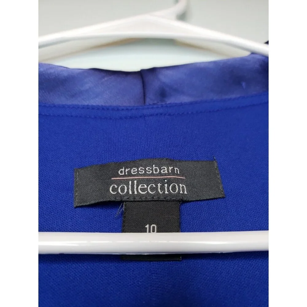 Dressbarn Collection Womens 10 Jacket Top Blue Shiny Long Ruffled Sleeve V Neck - Picture 6 of 6